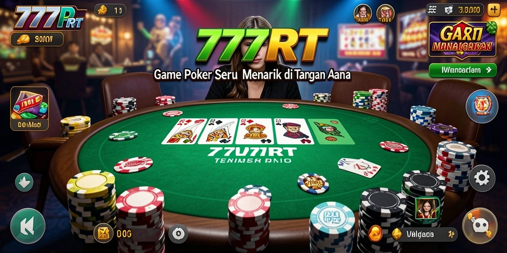 Screenshot utama 777RT dengan gameplay Poker yang intens.