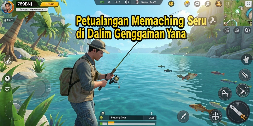 Tampilan gameplay 789BNI yang menarik saat memancing di lokasi indah.