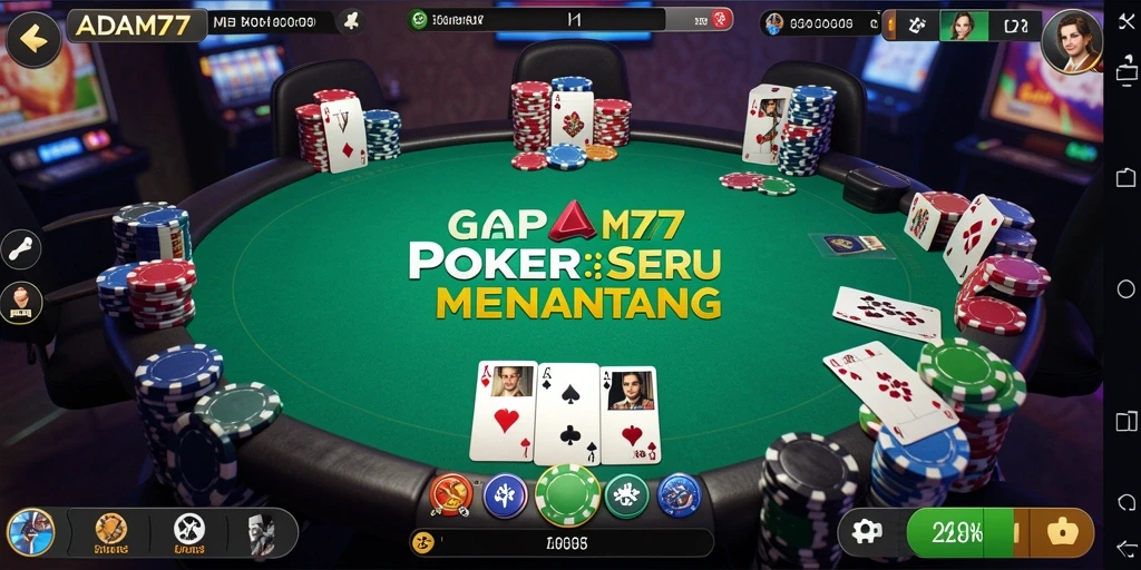 Tampilan asyik gameplay poker di ADAM77.