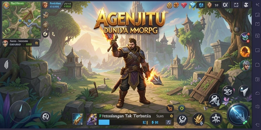 Tangkapan layar AGENJITU menampilkan aksi pertarungan mendebarkan di dunia MMORPG.