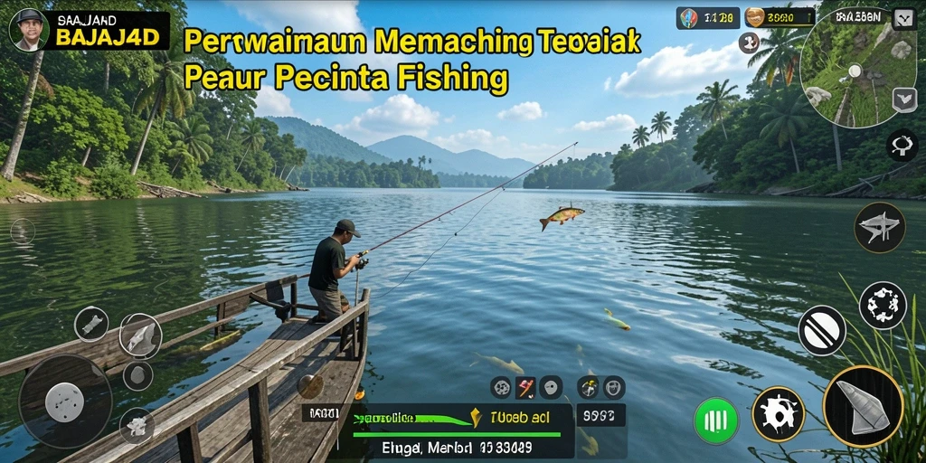 Tampilan gameplay memancing yang seru dengan berbagai jenis ikan.