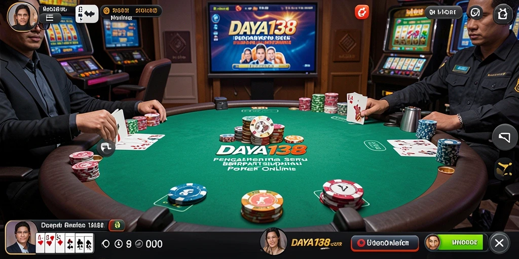 Screenshot gameplay poker yang menampilkan aksi seru di meja.