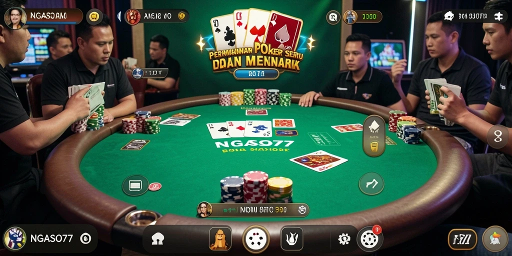 Tampilan layar permainan poker yang intens dan mendebarkan.