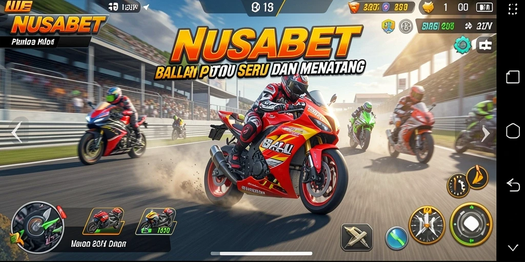 Tampilan gameplay balap motor NUSABET yang mendebarkan.