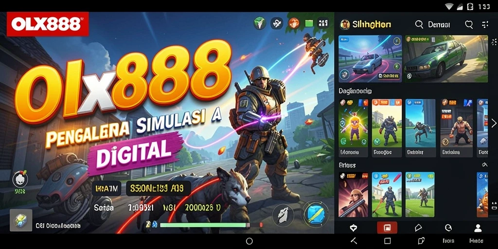 Tangkapan layar gameplay OLX888 menunjukkan interaksi dinamis dalam simulasi.