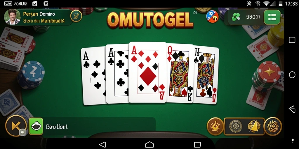 Tampilan gameplay menarik dari OMUTOGEL dalam permainan domino.
