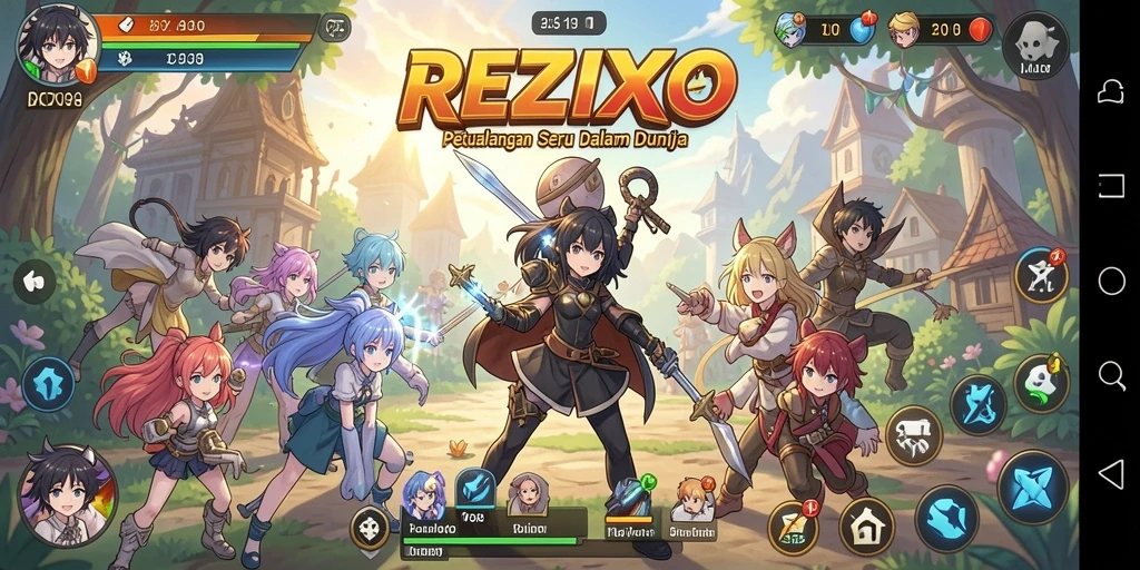 Tampilan gameplay <strong>REZIXO</strong> yang penuh warna dan aksi menarik.
