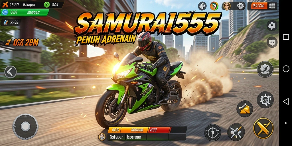 Gameplay seru balapan motor yang mendebarkan di SAMURAI555.
