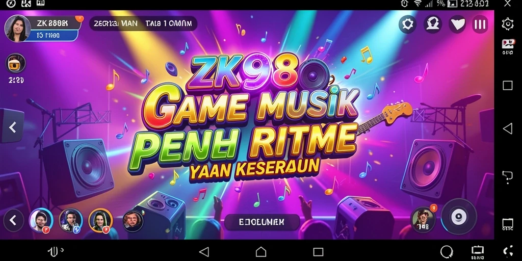Tangkapan layar gameplay ZK988 yang menampilkan aksi menarik dan irama musik.
